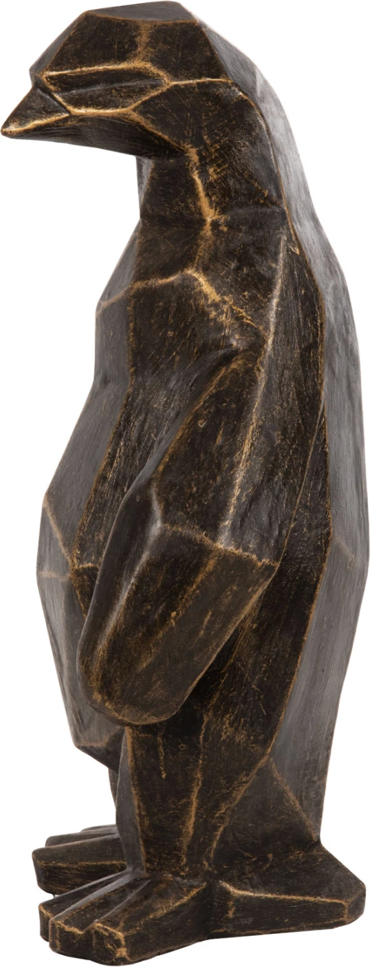 Talna dekoracija pingvin FH7913 GRC v črni patini z zlatimi detajli 30x20x60H cm