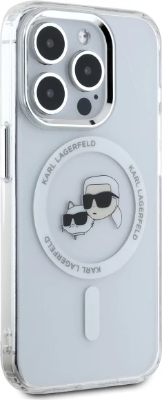 Ovitek IML z motivom Karl & Choupette, MagSafe za iPhone 15 Pro, bel — Karl Lagerfeld