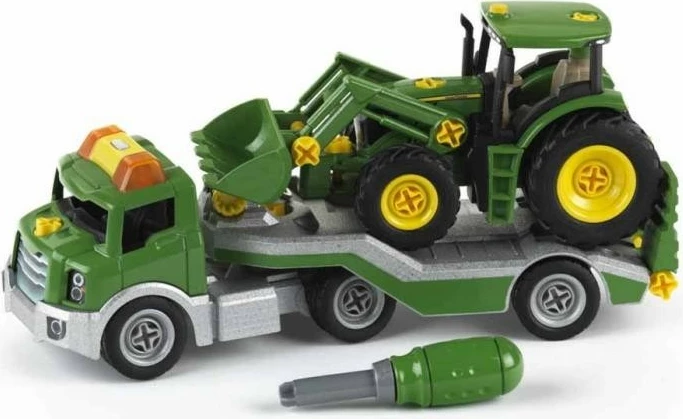 Igračni set: traktor s prikolico, John Deere Klein 3908, plastika, zelen/rumen/siv