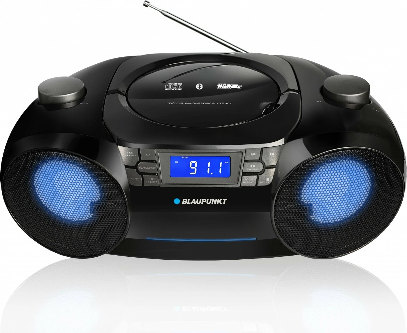 Boombox Blaupunkt BB31LED, CD/MP3/FM/Bluetooth/USB, črn