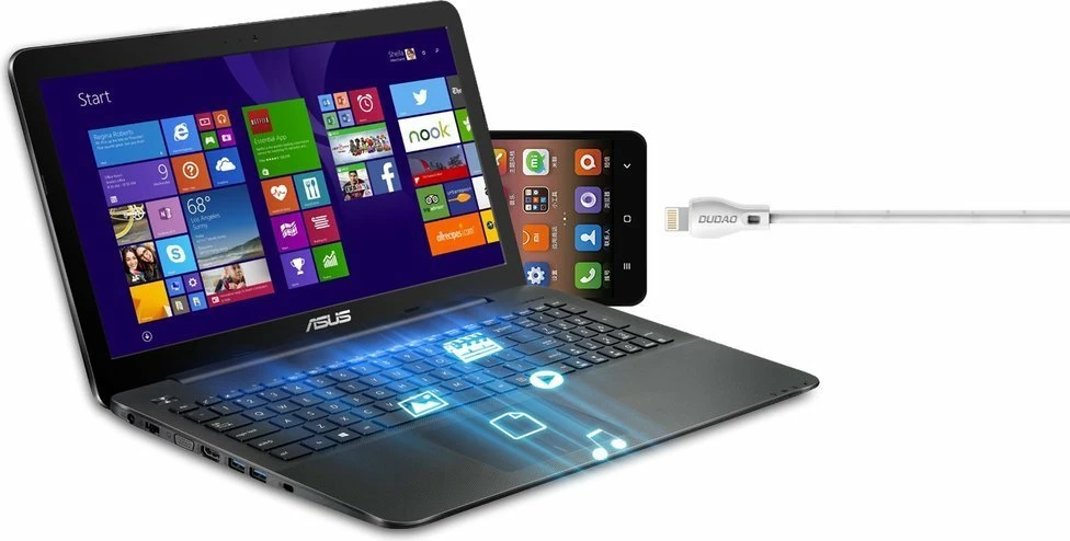 Micro USB kabel 2 m, 2,4 A, bel — Dudao L4M