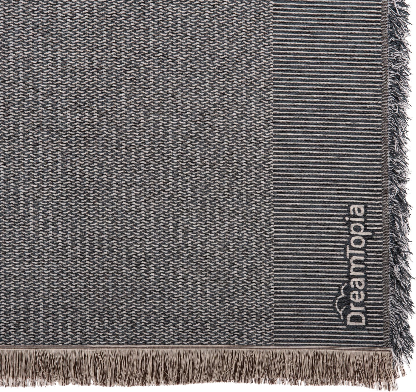 Prevleka za kavč z resicami DREAMTOPIA FH12165.03 v modri barvi 295x170 cm