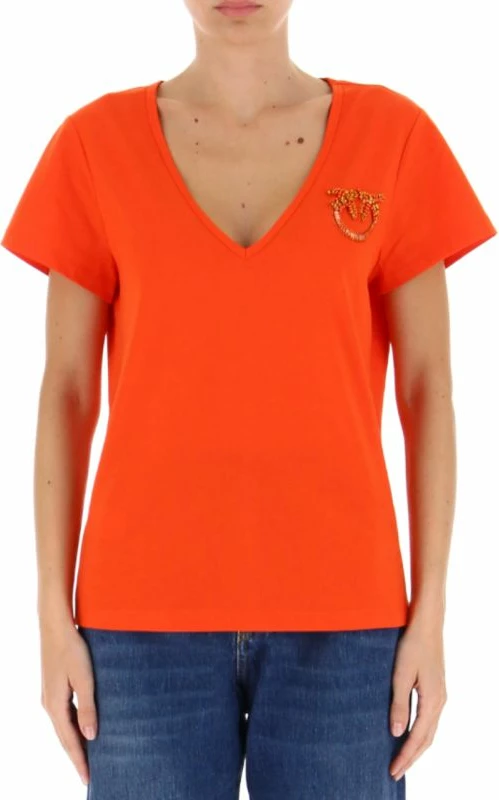 Majica Love Birds Pinko za ženske, oranžna