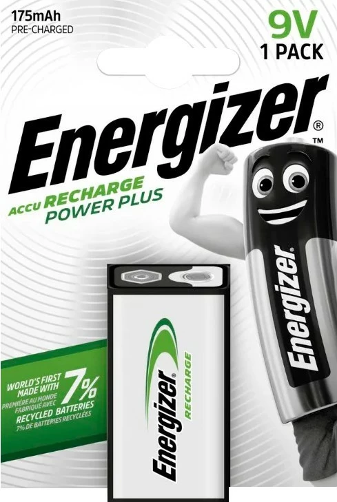 Polnilna baterija Energizer 9V 6LR61, 175 mAh, Ni-MH, 1 kos
