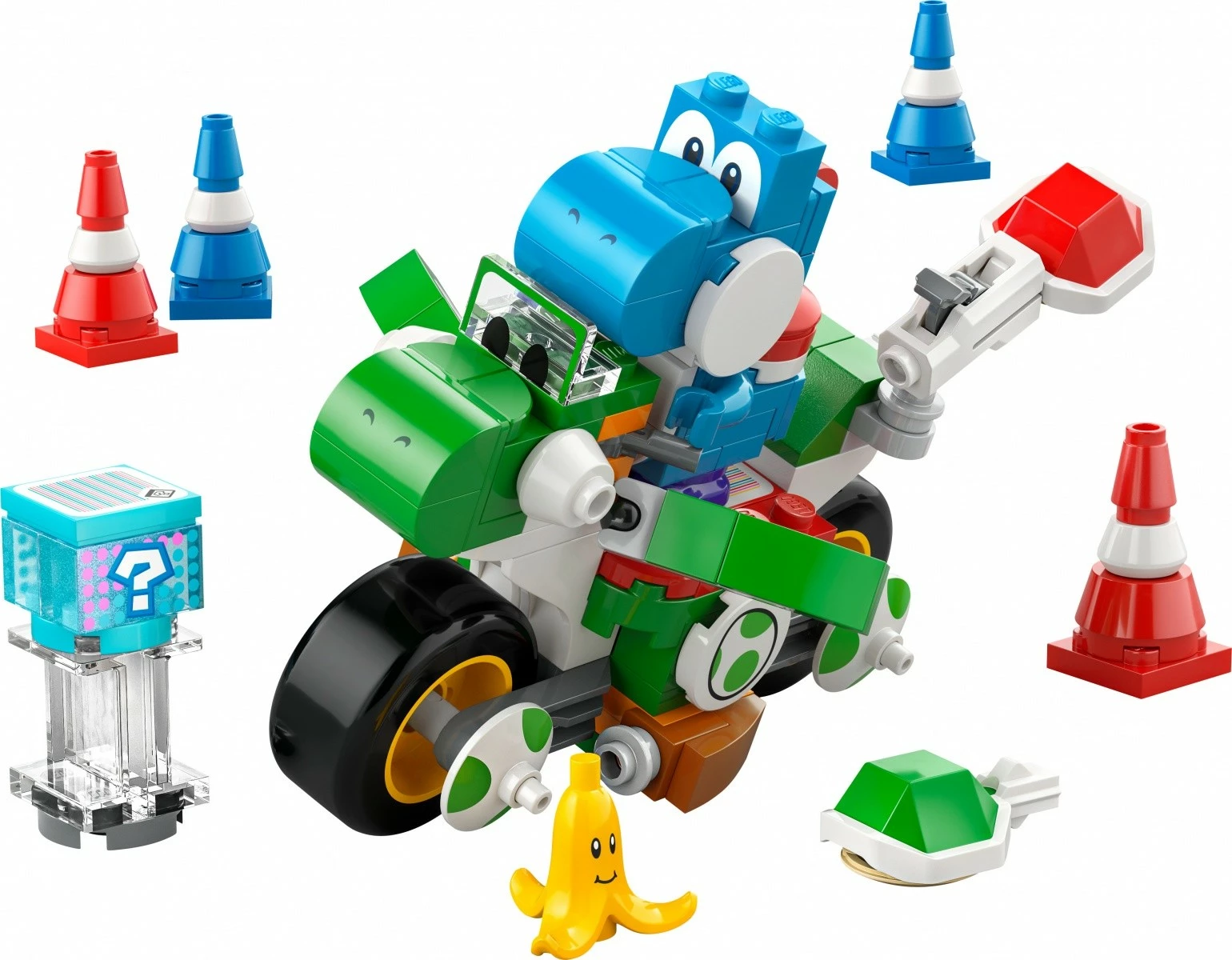 Set za sestavljanje Super Mario Mario Kart Yoshi Bike, LEGO 72031, 133 delov, svetlomodri Yoshi