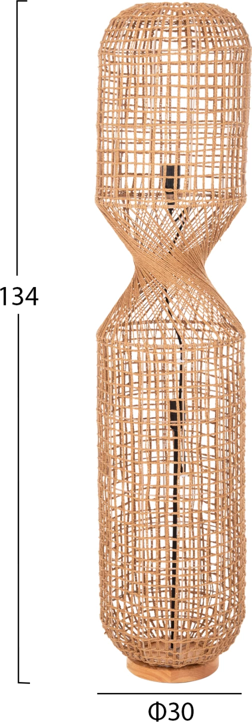 Samostoječa svetilka FH4357 kovinsko-papirnata vrvica v rjavi barvi - 2 žarnici Φ30x134Hcm