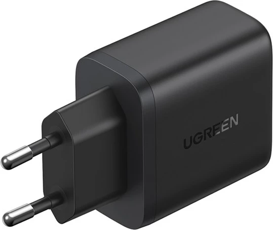 Hitri AC polnilec za pametne telefone in tablice, UGREEN 195058, 2 vrat (USB-A in USB-C), črn