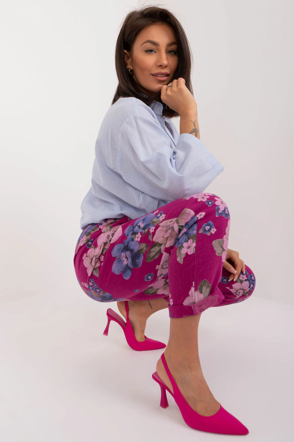 Visoke hlače ženske Italy Moda, vijolične