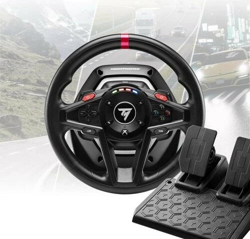 Set volana za igre Thrustmaster T128 Shifter Pack 4460267, 900° Force Feedback, s pedalami in menjalnikom, za PC/Xbox, z ožičenim USB, črn