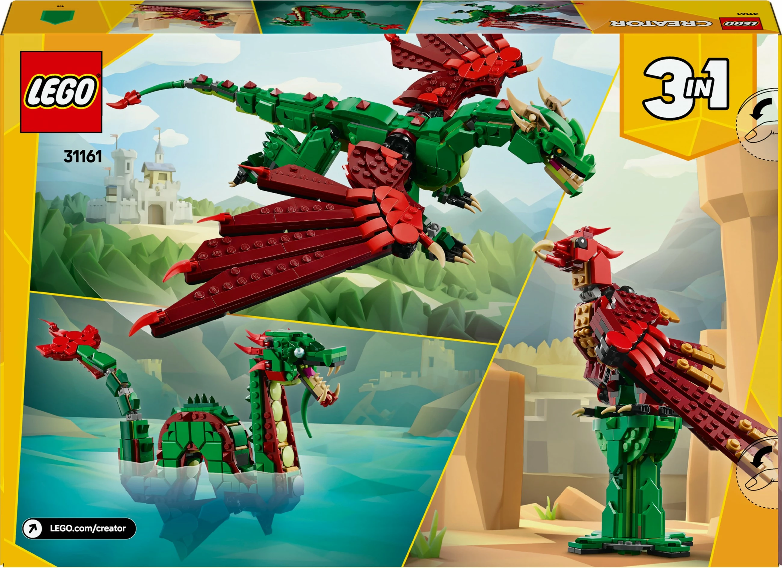 Zgradbeni set Zeleni zmaj LEGO Creator 31161, večbarven