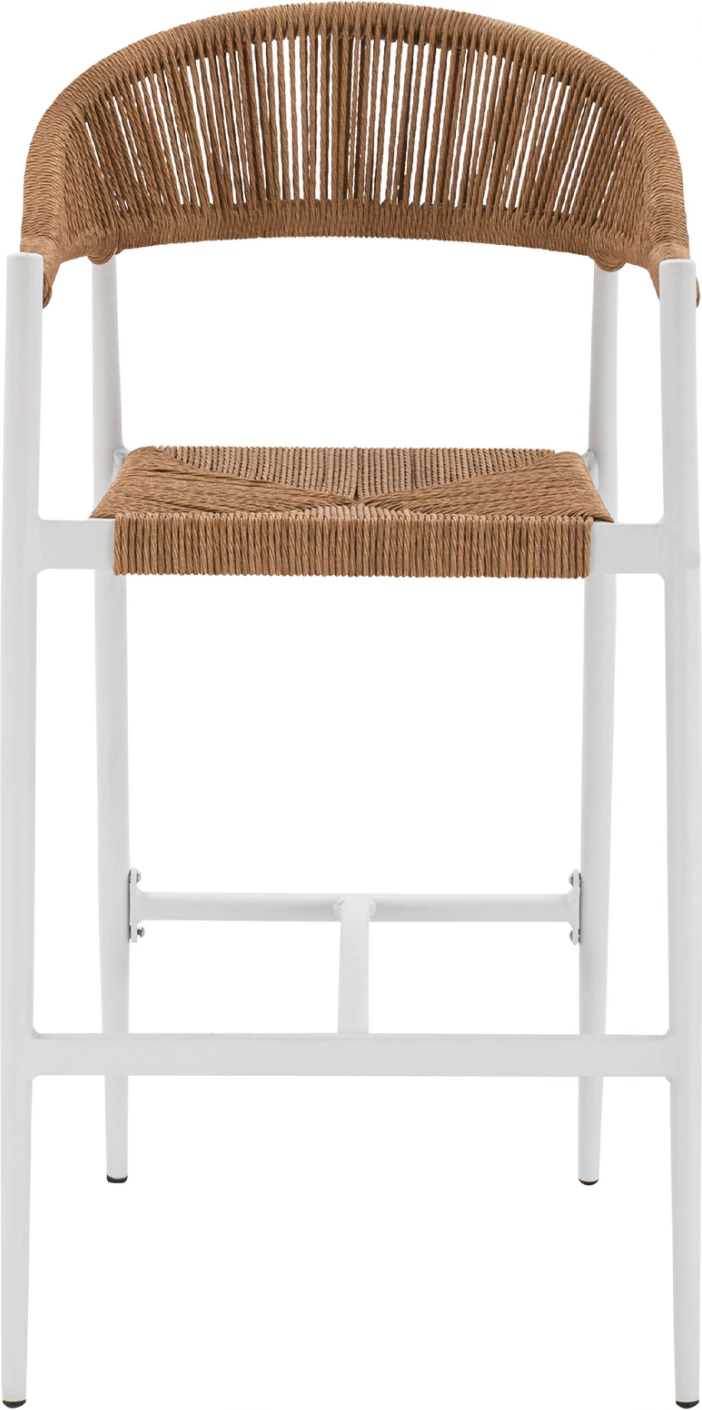 Aluminijasti barski stol v beli barvi z vrvjo v bež FH5788.01 55x57x106 cm