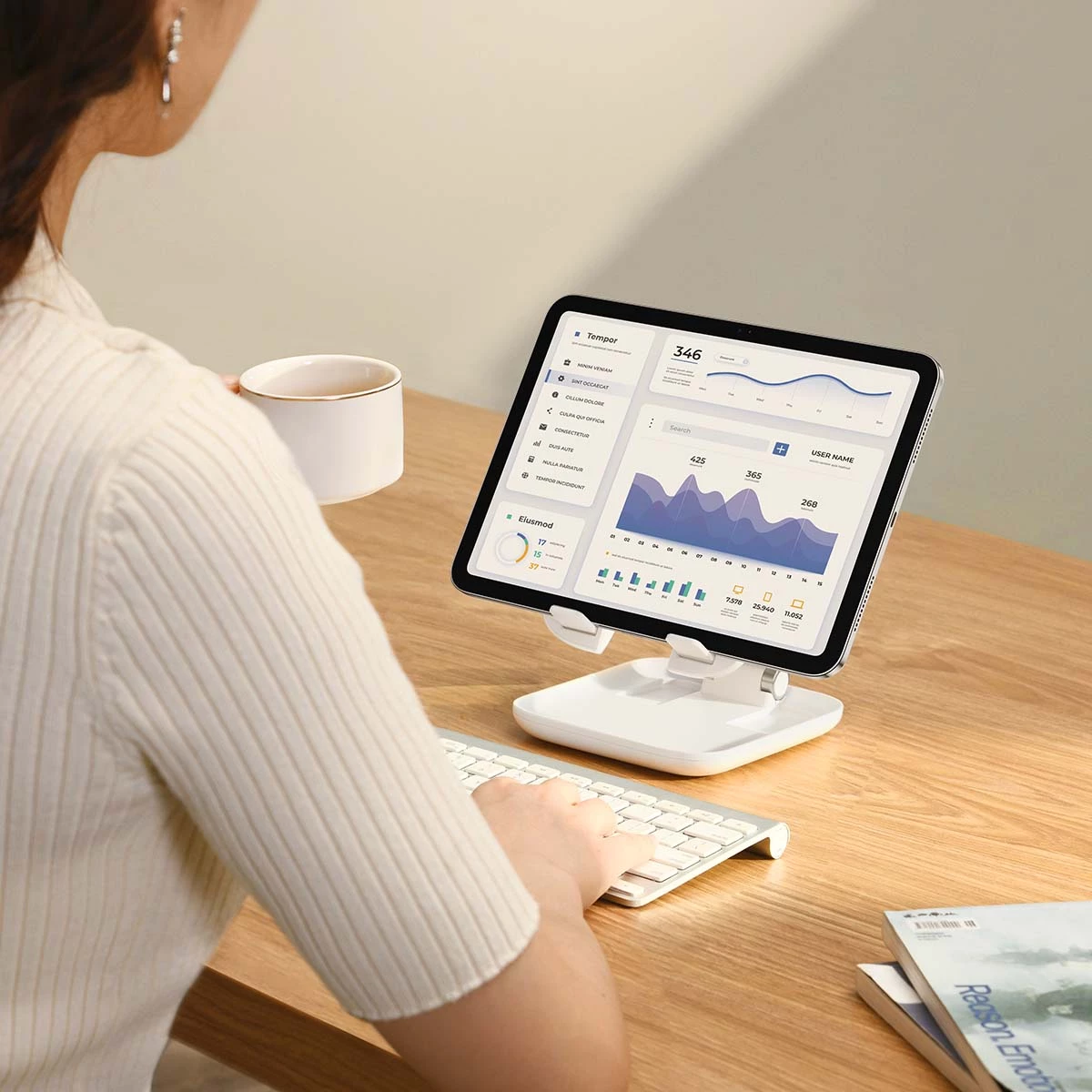 Držalo za tablico, zložljivo, belo Baseus BS-HP009 Seashell Series