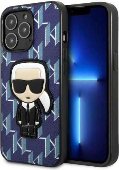 Ovitek za telefon Monogram Ikonik Patch Karl Lagerfeld za iPhone 13 Pro Max, moder