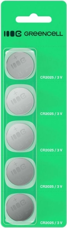 Gumbna baterija CR2025, 3V, 160 mAh, litij, set 5 kosov, Green Cell
