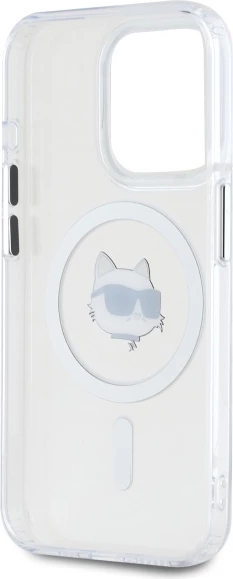 Ohišje z motivom Choupette Karl Lagerfeld MagSafe za iPhone 15 Pro, belo