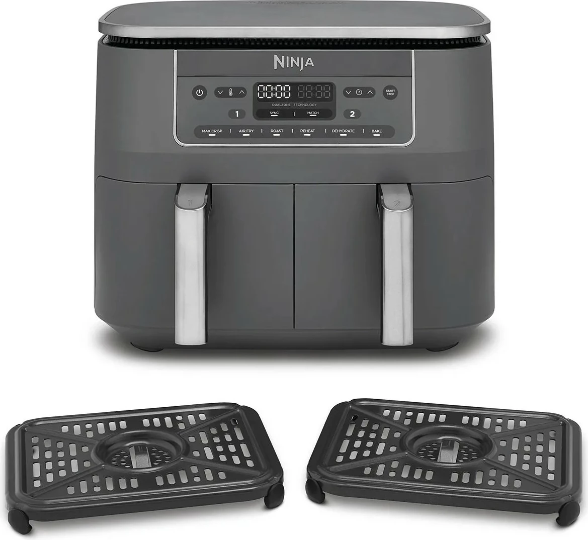 Pečica na vroč zrak, dvojna 7,6 L Ninja DZ300EU, touch, siva