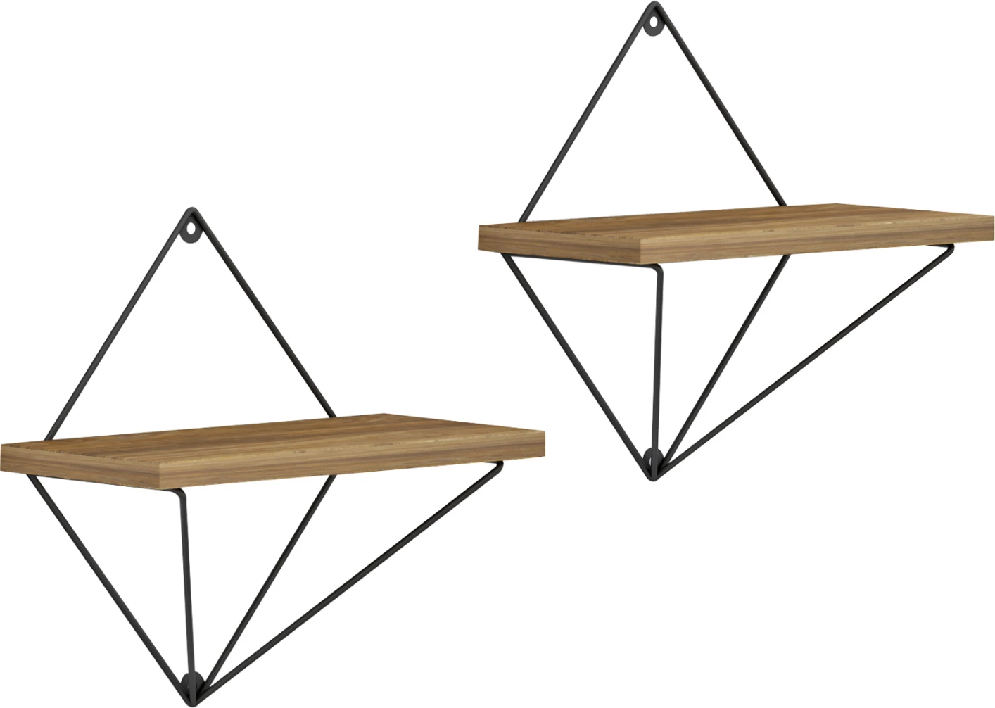 Stenske police 2-delni set ZANNARD FH8929.11 črna kovina-melamin v naravni 30x14x30Hcm