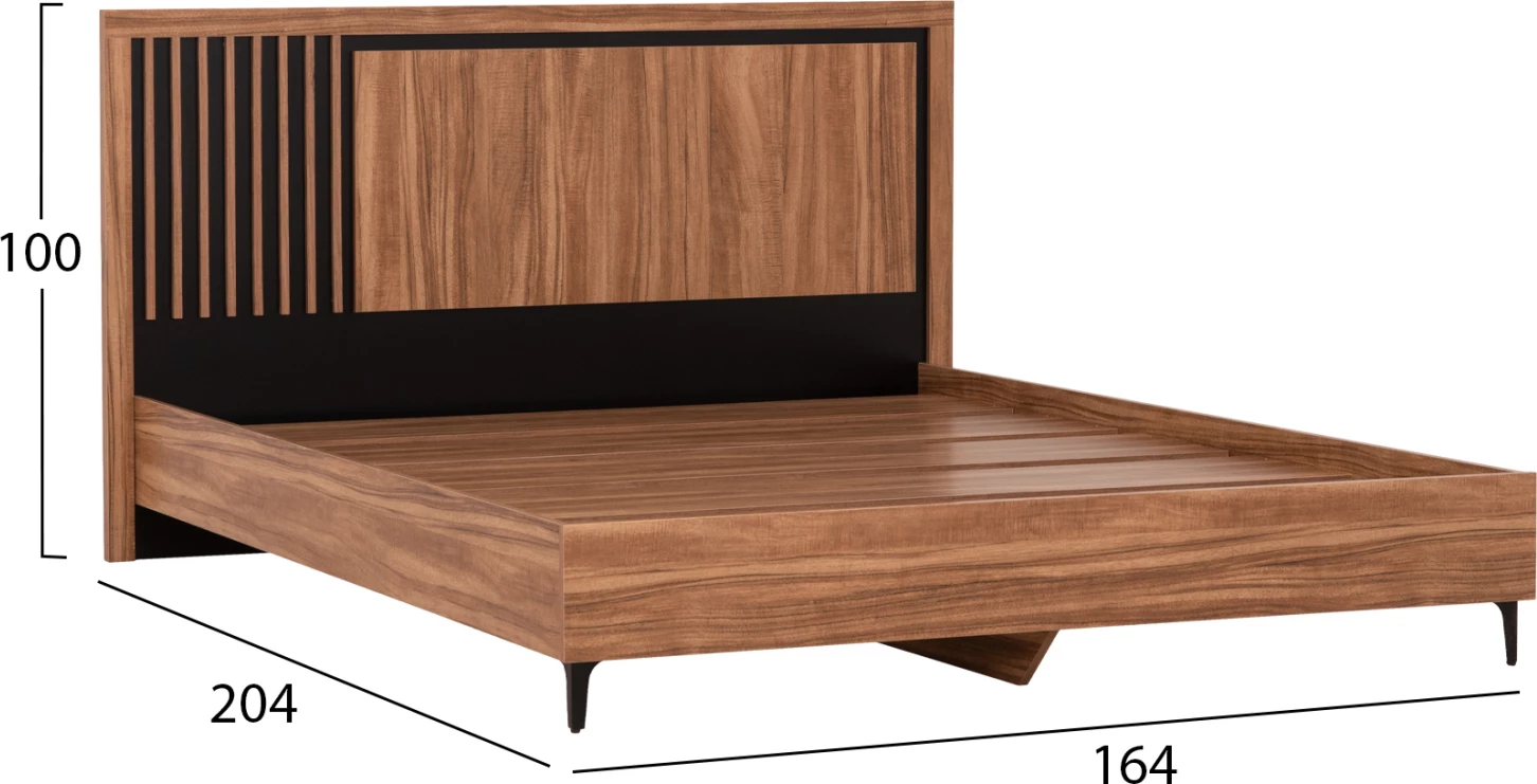 Postelja dvojna serija HARRY FH688.01 melamin v barvi naravnega lesa in črni 164x204x100Hcm