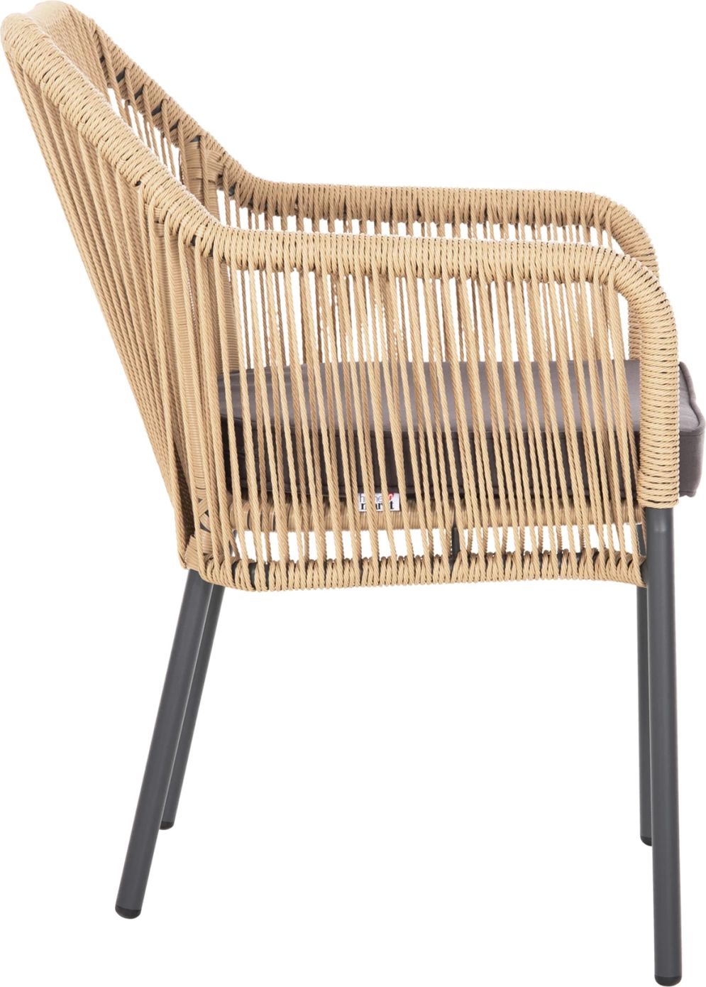 Aluminijasti naslanjač FH5855.02 oglje siva z vrvjo iz ratana PE 56x66x82