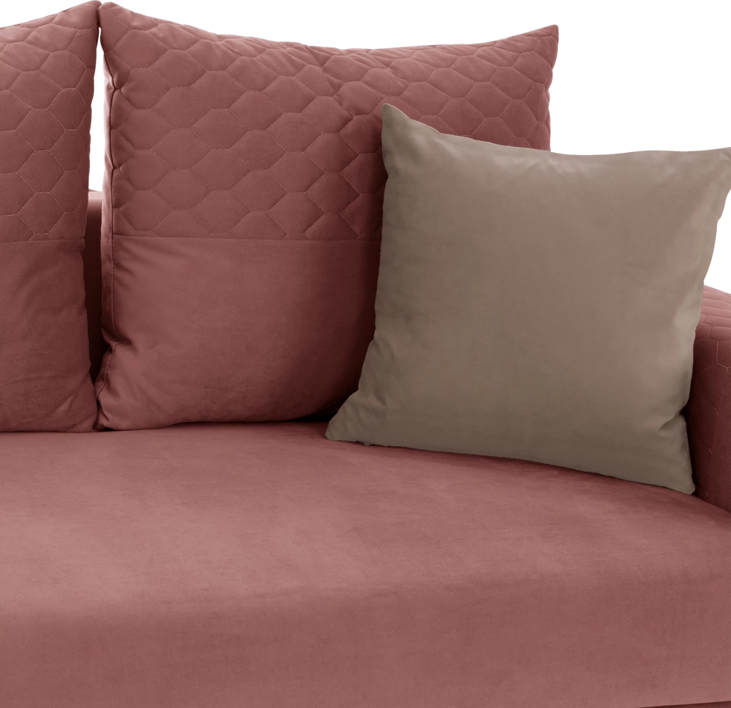 Kotna sedežna garnitura PORTOFINO, prašnato roza, visoke noge, 2 kosa, zamenljiva, tkanina, odporna na madeže in vodo