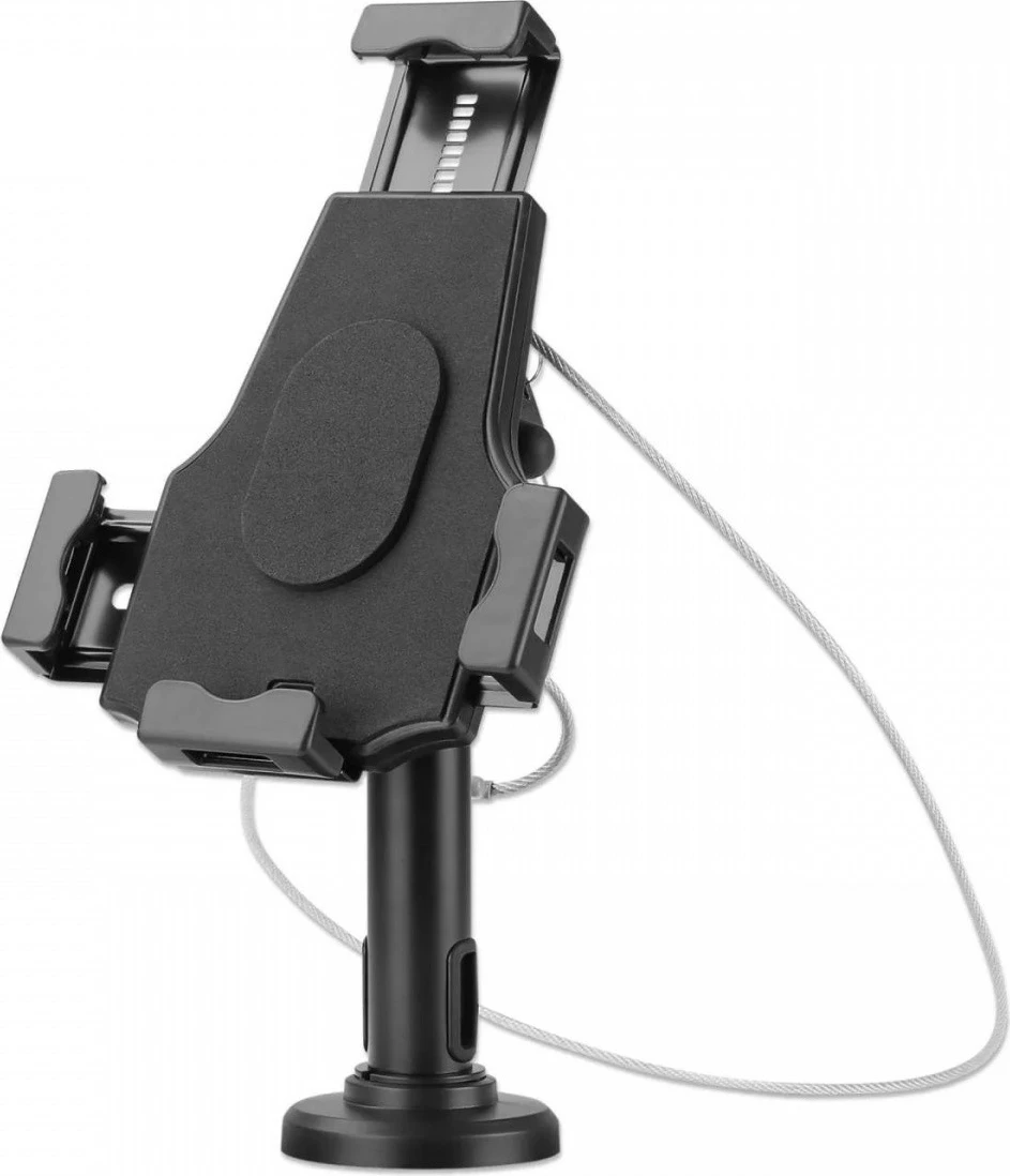 Stojalo za tablico 7,9–10,5 palca, z ključavnico in varnostno vrvico, namizno/stensko, črno Manhattan 462112