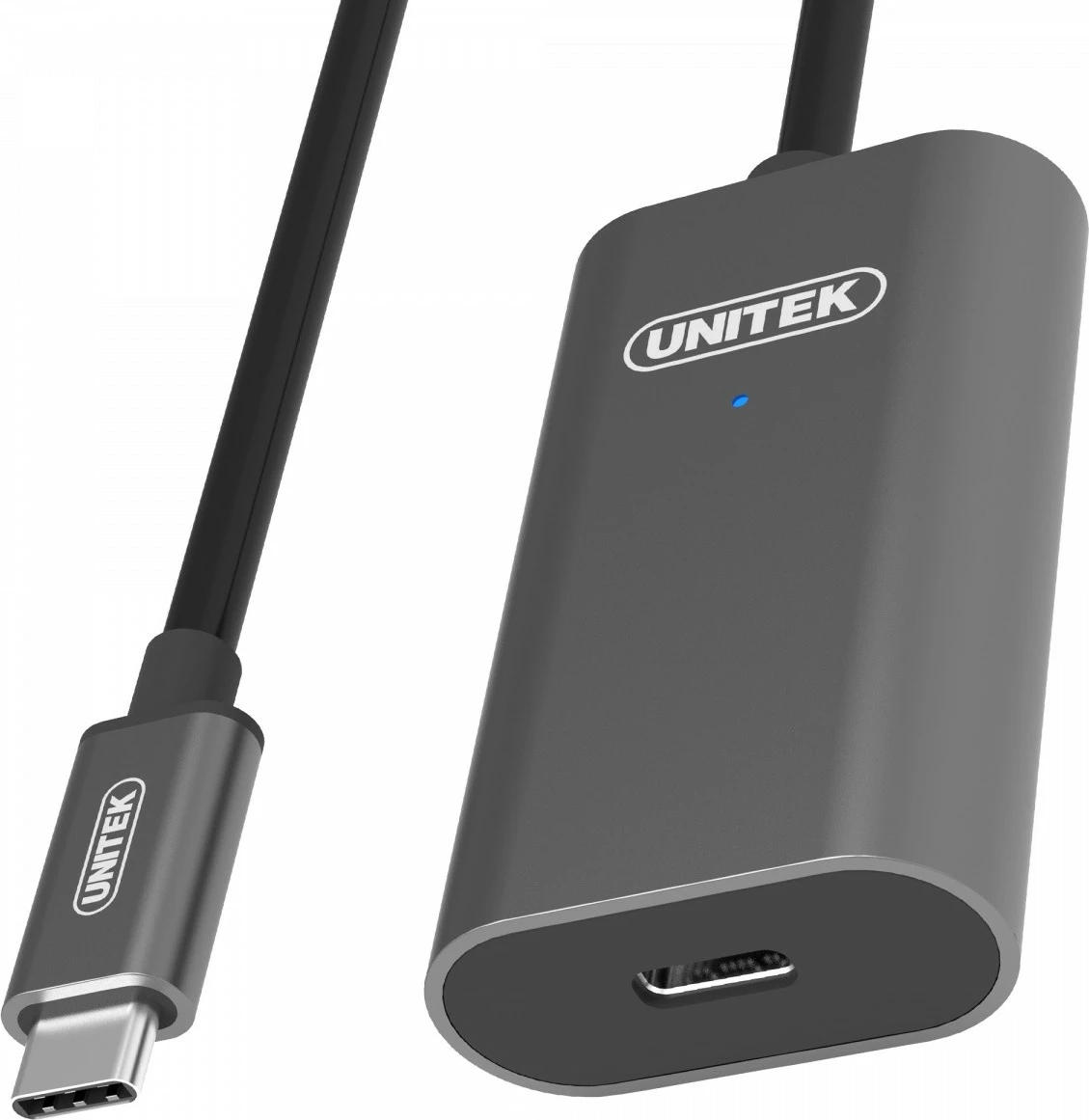 Aktivni podaljšek USB Type-C, Unitek U305A, 5 m, črn/siv