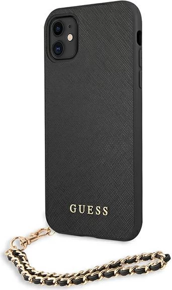 Ovitek Saffiano z verigo Guess za iPhone 11/XR 6,1", črn