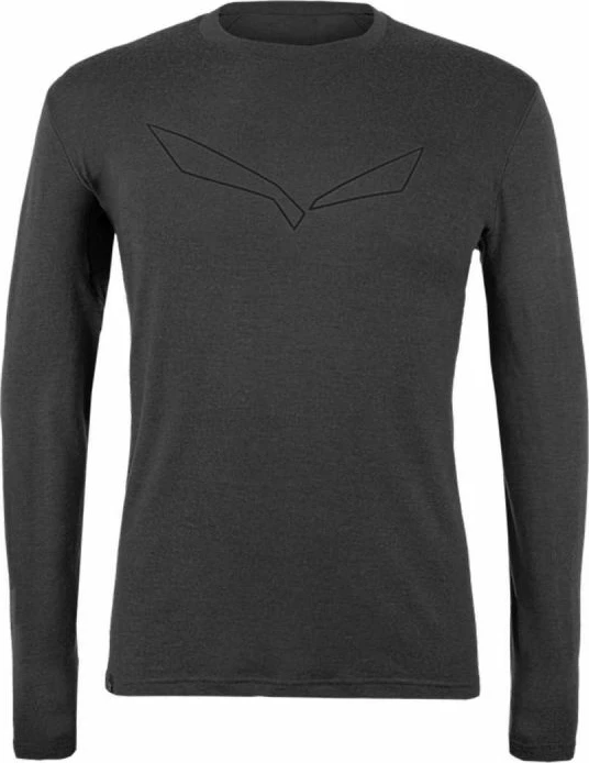 Majica z dolgimi rokavi, Salewa Pure Logo Merino Responsive, črna