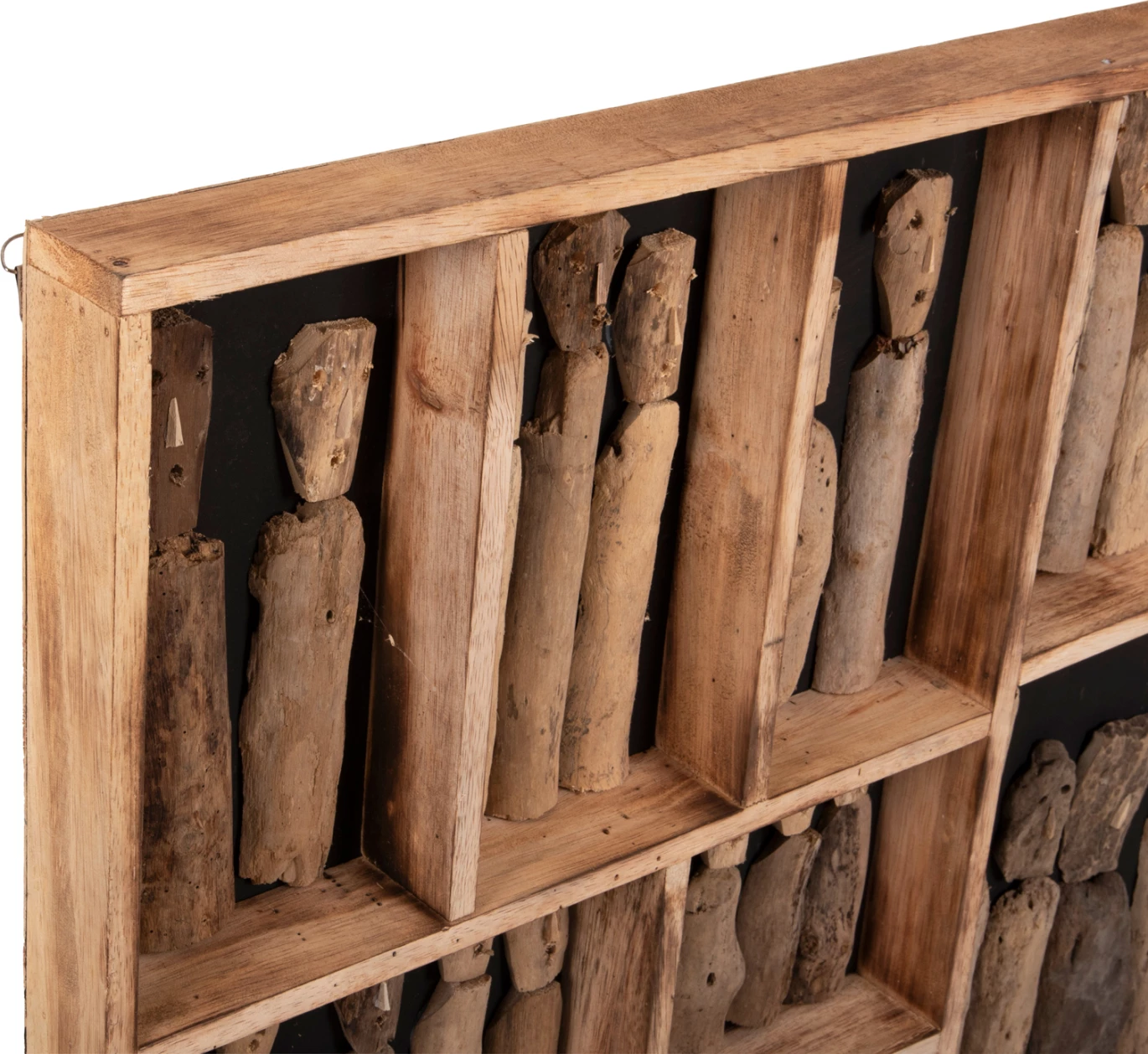 Stenska dekoracija MYST FH4274 okvir s figuricami iz naplavljenega lesa 100x6x100Hcm