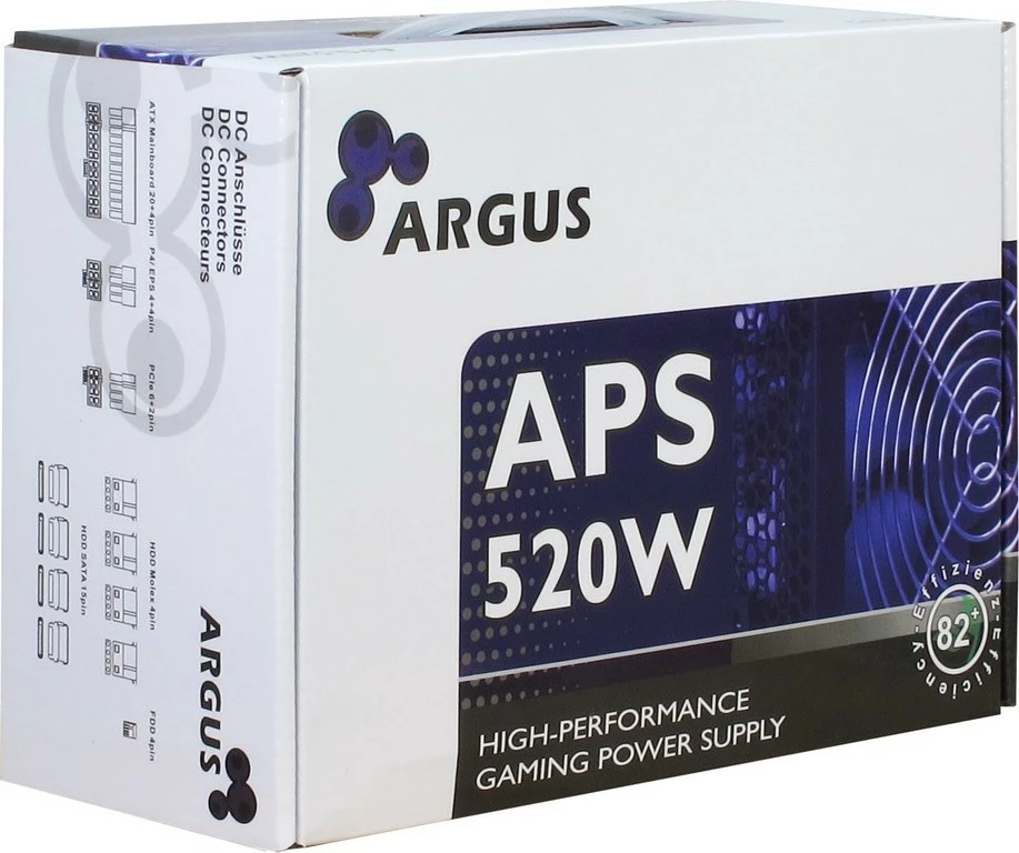 Furniznik energije Inter-Tech Argus APS, 520 W, 115 - 230 V, 47 - 63 Hz, +12V1,+12V2,+3.3V,+5V,+5Vsb,-12V, aktiven, 120 W