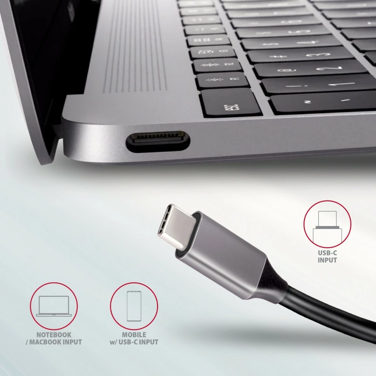 Multiport adapter AXAGON HMC-5, 5 vrat, USB-C, HDMI 4K, SD/microSD, Power Delivery 100W, 20cm, črno/siv