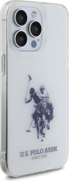 Ovitek za iPhone 15 Pro Max 6,7", bel z velikim sijočim logotipom, U.S. Polo Assn. USHCP15XTPUHRBH