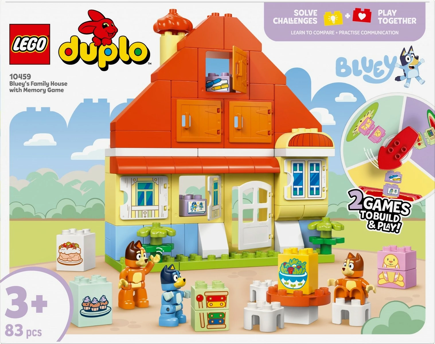 Sestavljiv set Hiša družine Bluey z igro spomina, LEGO DUPLO, 83 kosov