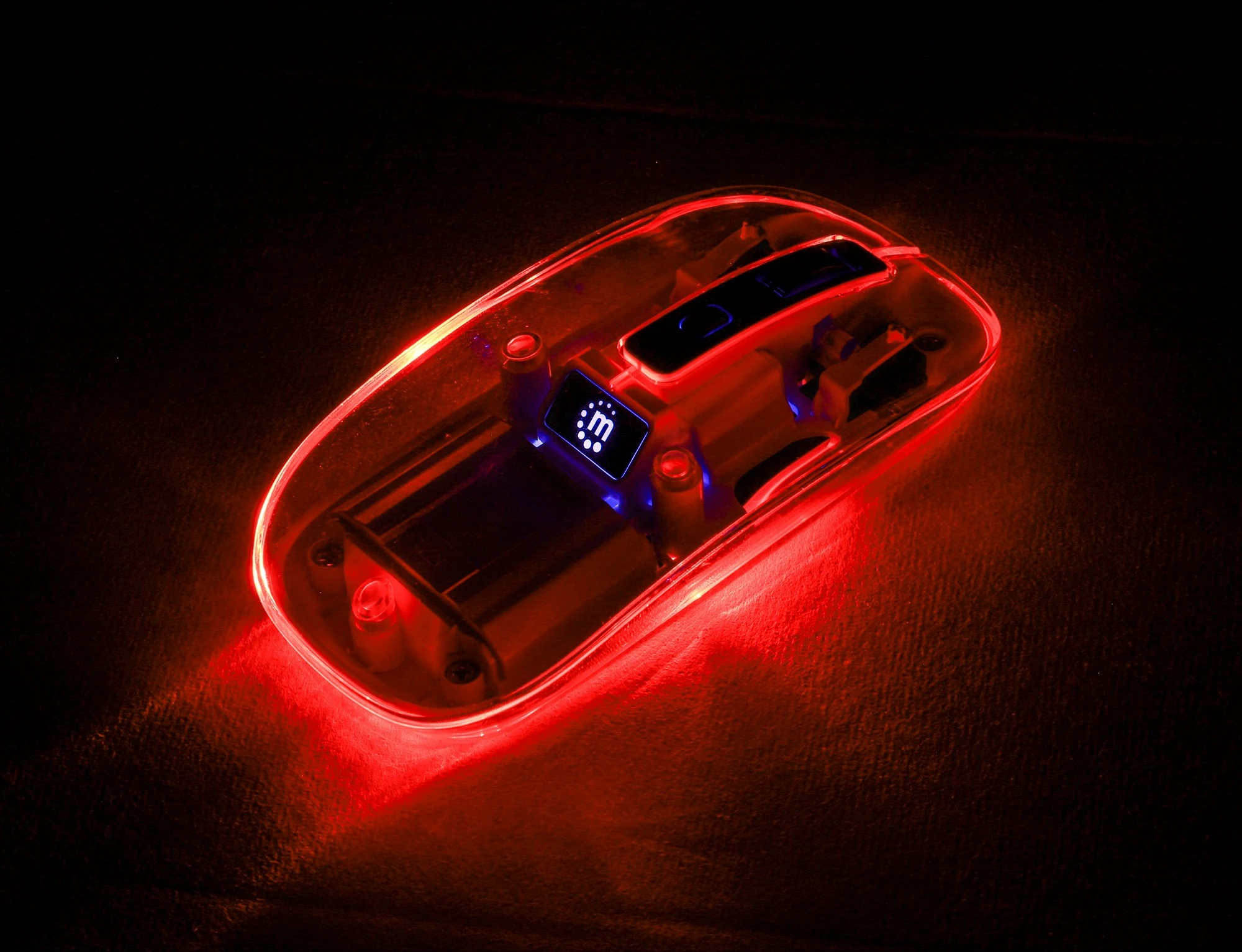 Brezžični miš MANHATTAN Funkmaus USB-A 4 tipke RGB LED bela prozorna