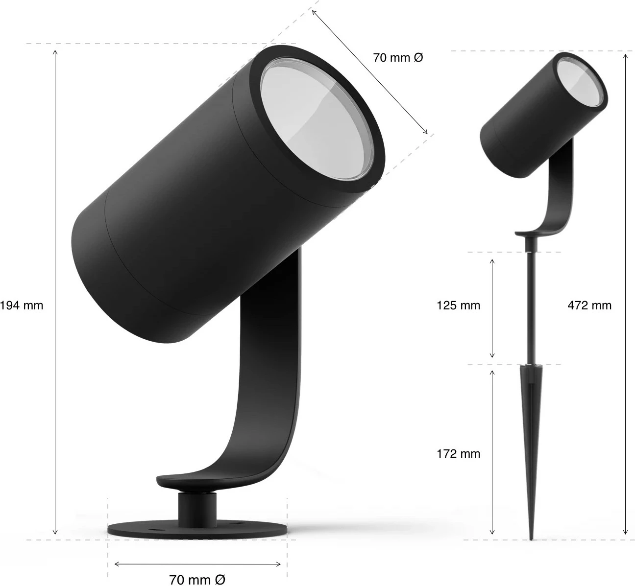 Zunanja luč Philips Hue Lily, Smart, ZigBee, LED, črna