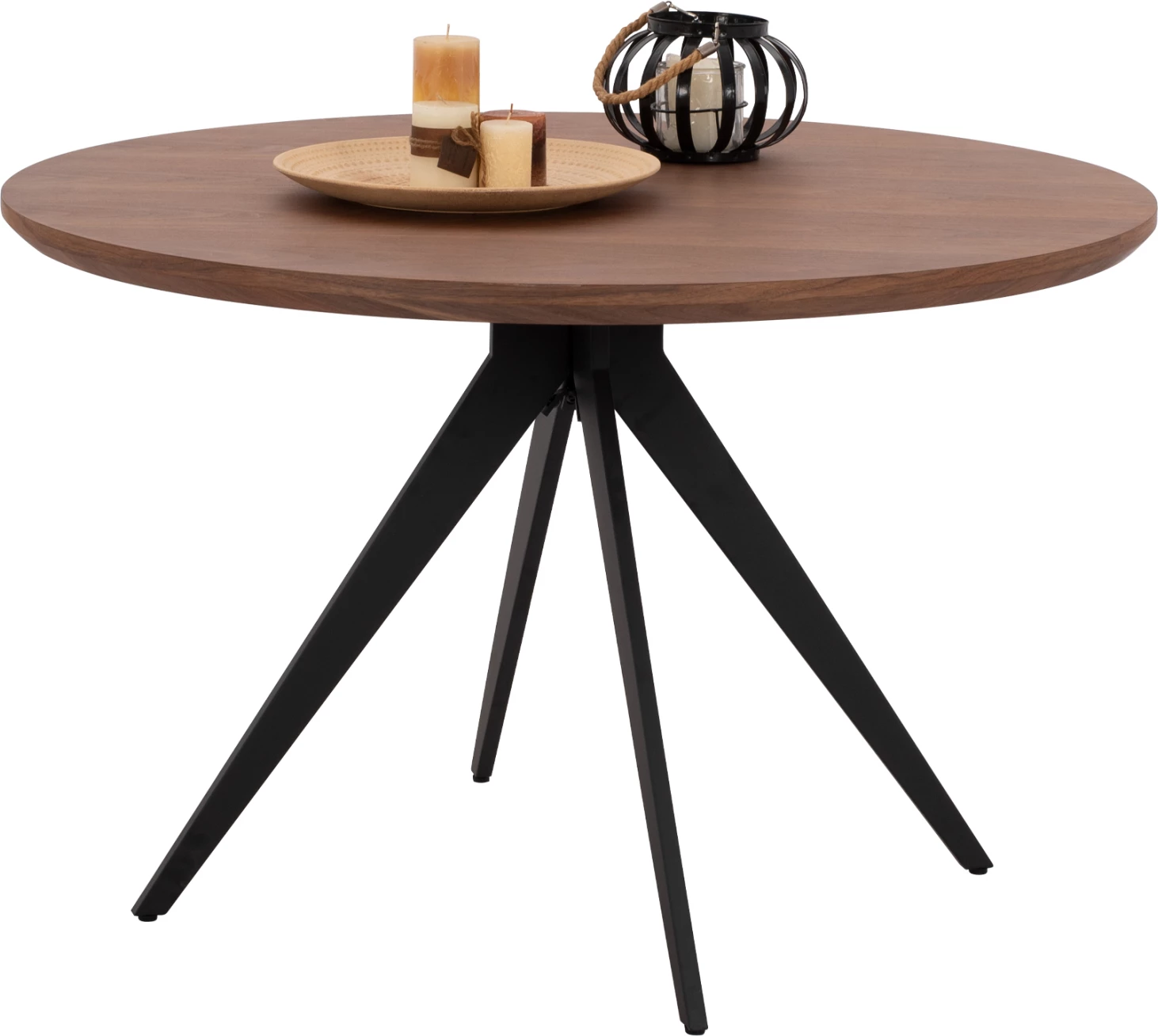 Okrogla jedilna miza z MDF vrhom v furnirju oreha, FH9307.02, Φ120x75 cm