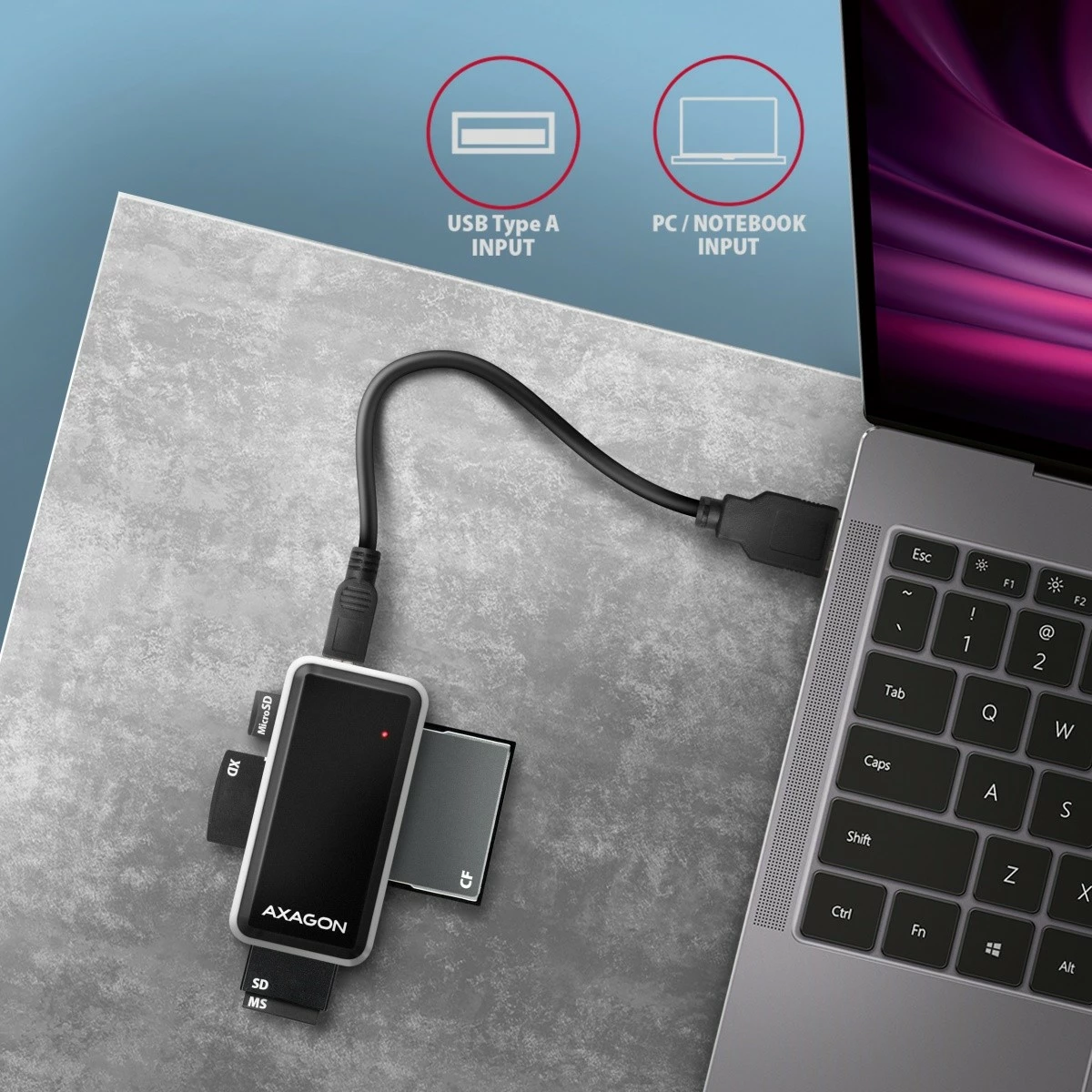 Bralnik kartic AXAGON CRE-X1, 5 rež, USB 2.0, črno/bel Bralnik kartic AXAGON CRE-X1, 5 rež, USB 2.0, črno/bel