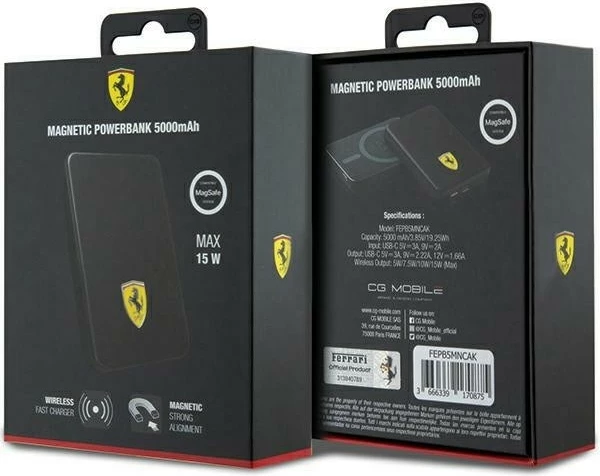 Powerbank MagSafe 5000 mAh, črn, Ferrari FER000601