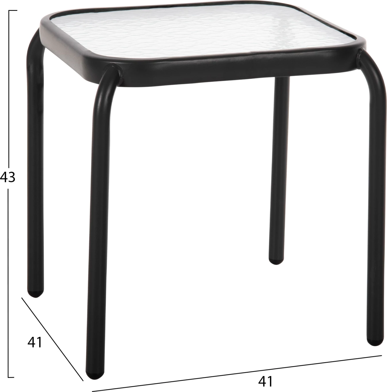 Kvadratna zunanja stranska miza DIDO FH5975.01 kovinska v antracit-steklu 41x41x43Hcm