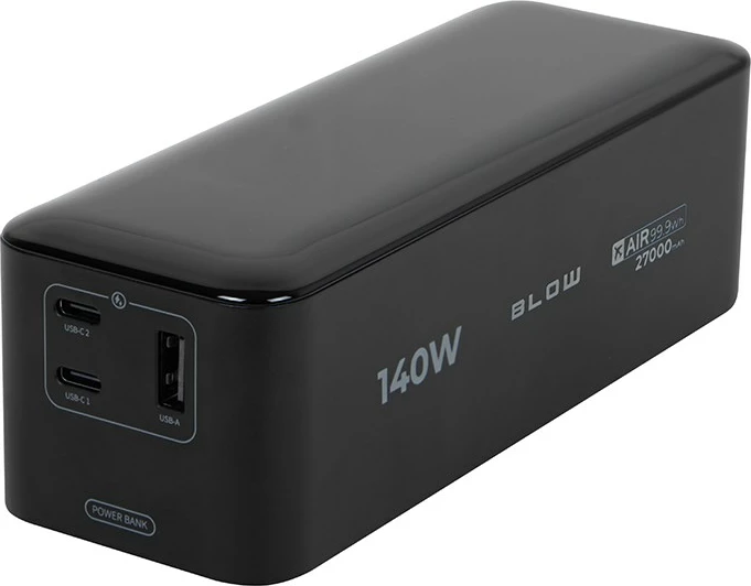 Powerbank BLOW AIR99.9, 27000mAh, 140W, LCD, črn