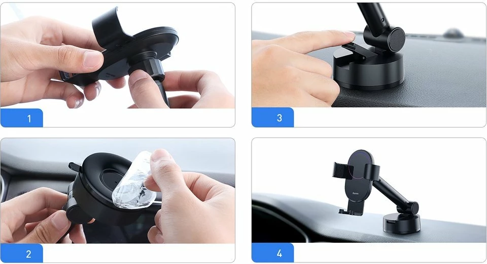 Teleskopski gravitacijski nosilec za steklo ali armaturno ploščo, Baseus SUYL-JY01, črn