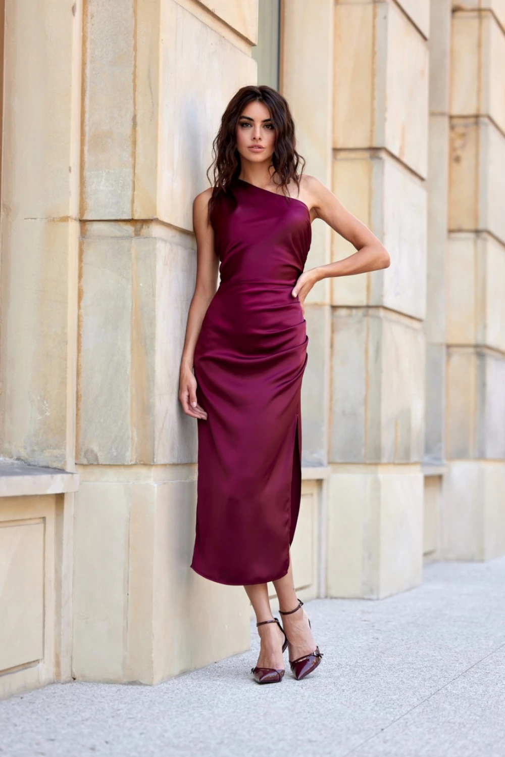 Midi obleka, Roco Fashion 200159, rdeča
