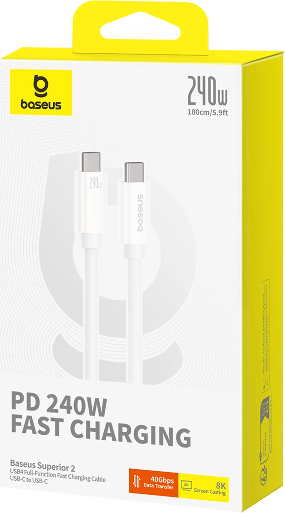 USB-C na USB-C kabel Baseus Superior 2 CB000066, 1,8 m, 240 W, bel