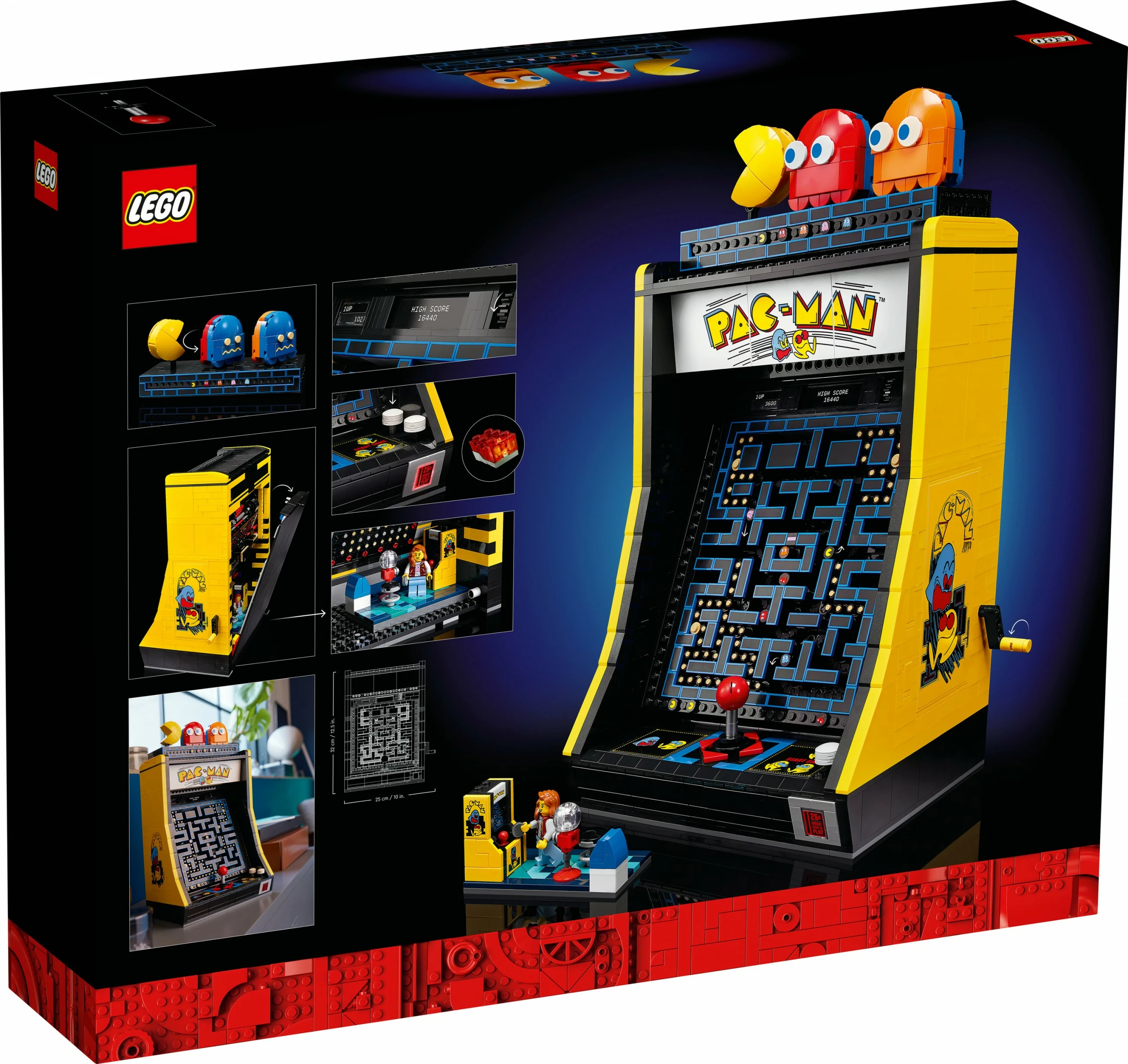 Rekonstrukcija arkadne igre PAC-MAN, LEGO Icons PAC-MAN Arcade 10323, 2651 kosov, večbarven