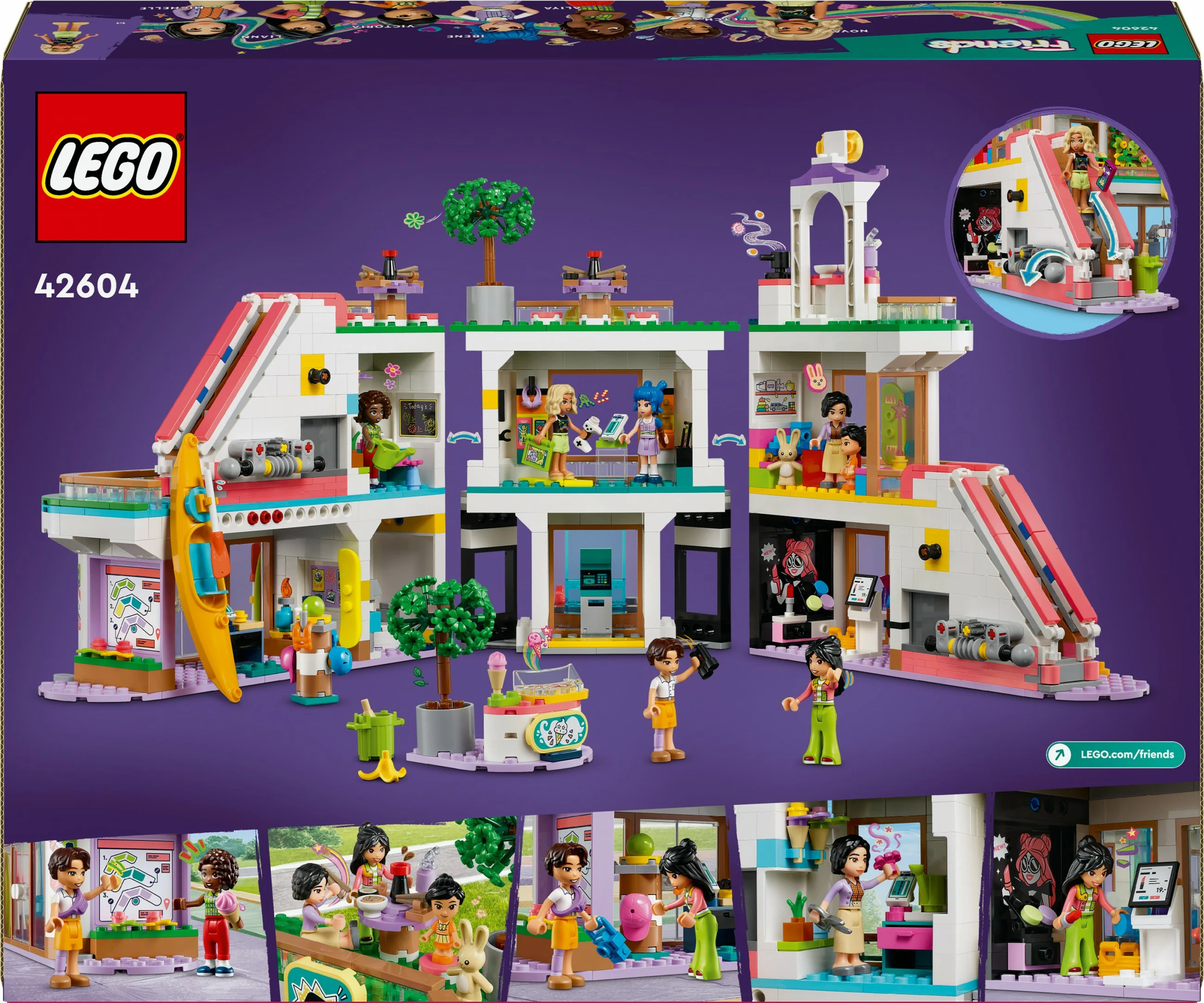 Set za gradnjo LEGO Friends 42604 Nakupovalni center Heartlake City, večbarven