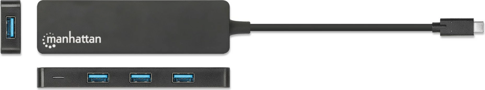 USB-hub 4-portni 3.2 Gen 1 USB, USB-C na 4× A, črn - MANHATTAN