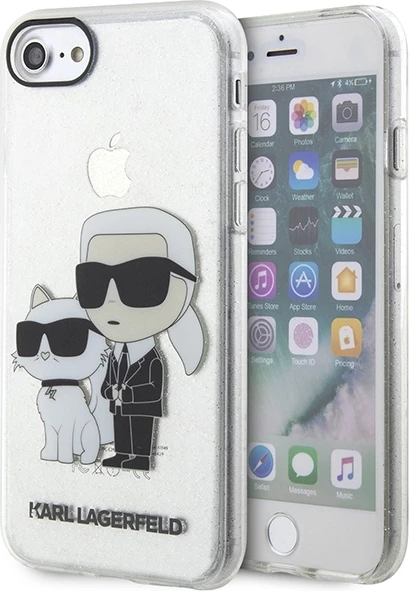 Transparenten ovitek za telefon z bleščicami Karl & Choupette, Karl Lagerfeld KLHCI8HNKCTGT za iPhone 7/8/SE 2020/SE 2022