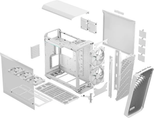 Ohišje Fractal Design Torrent White RGB TG Clear Tint, Midi Tower, kaljeno steklo, belo