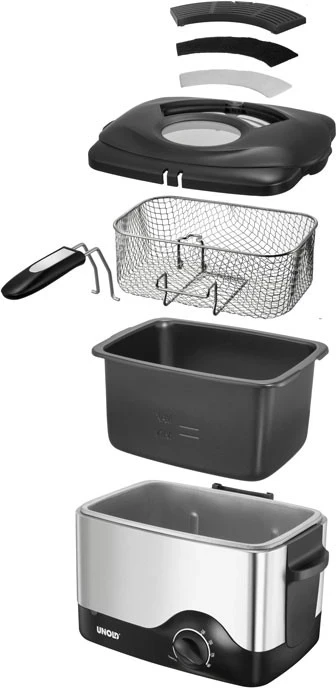 Friteza Unold 58615, 1200 W, 0,5 L, 0,5 kg, srebrna/črna