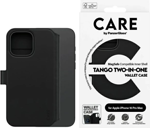 Zaščitni ovitek PanzerGlass CARE Tango 2in1 z MagSafe za iPhone 16 Pro Max, črn